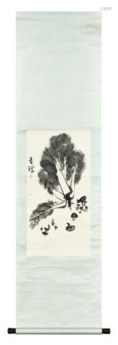 LI KUCHAN: INK ON PAPER PAINTING 'CABBAGE'