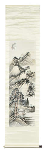 WANG KUN: INK AND COLOR ON PAPER PAINTING 'LANDSCAPE'
