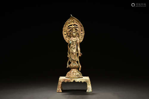 GILT BRONZE CAST GUANYIN FIGURE