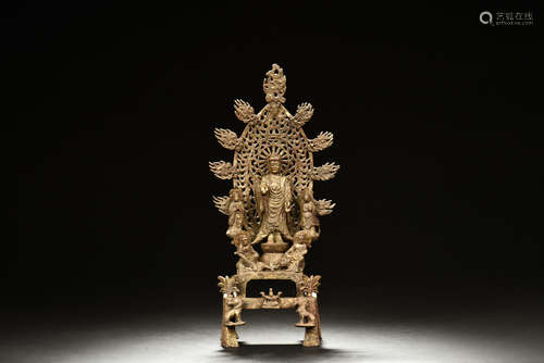 GILT BRONZE CAST BODHISATTVA FIGURE