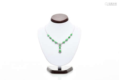 JADEITE AND DIAMOND PENDANT AND NECKLACE WITH GIA CERTIFICATE