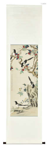 PU JIAN: INK AND COLOR ON SILK PAINTING 'FLOWERS AND BIRDS'
