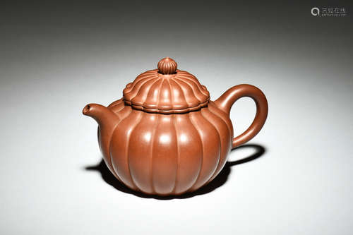 YIXING ZISHA LOBED TEAPOT