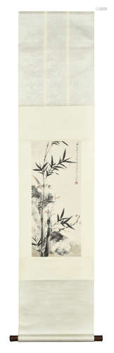 JIANG HANTING: INK AND COLOR ON PAPER PAINTING 'BIRD AND BAMBOO'