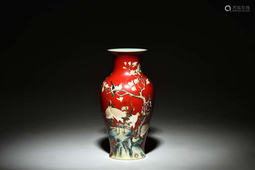 FAMILLE ROSE 'BIRDS' VASE