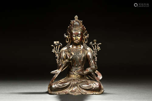 GILT BRONZE CAST GUANYIN FIGURE