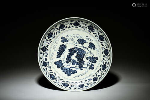 BLUE AND WHITE 'GRAPES AND FLOWERS' CHARGER