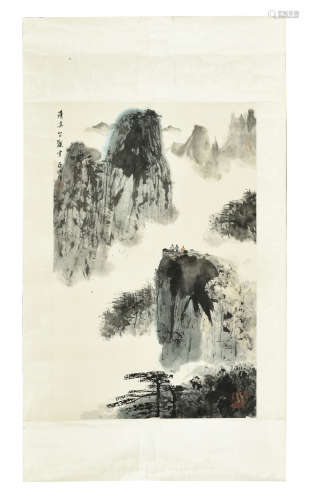 YA MING: INK ON PAPER PAINTING 'MOUNTAIN SCENERY'