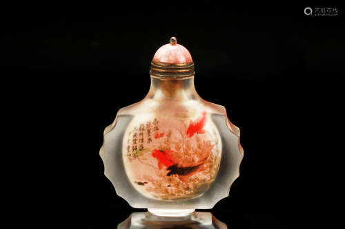 INSIDE PAINTED 'CARP' SNUFF BOTTLE