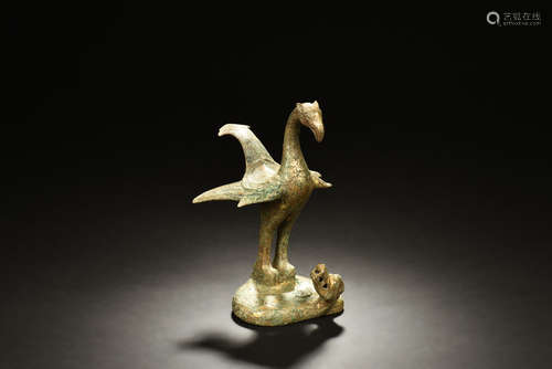 GILT BRONZE 'PHOENIX' FIGURE LAMP