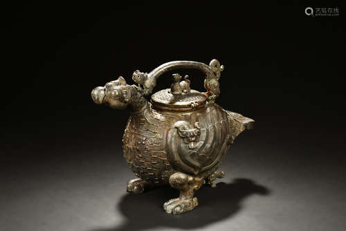 BRONZE CAST 'MYTHICAL BEAST' TEAPOT