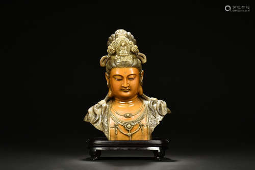 SHOUSHAN STONE CARVED 'GUANYIN' BUST