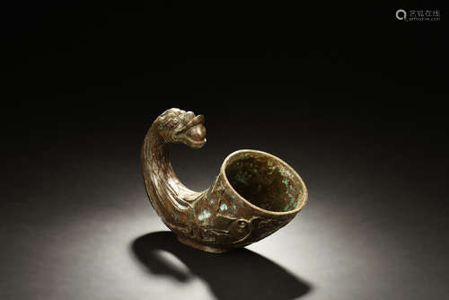 BRONZE CAST 'DRAGON' HORN SHAPED CUP