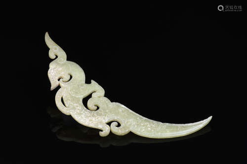 JADE CARVED 'DRAGON' HAIRPIN