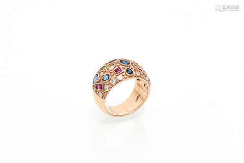 BAND WITH ASSORTED PRECIOUS GEMS 18K ROSE GOLD 10.33G