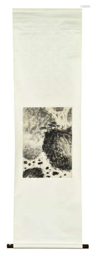 FU BAOSHI: INK AND COLOR ON PAPER PAINTING 'MOUNTAINS'