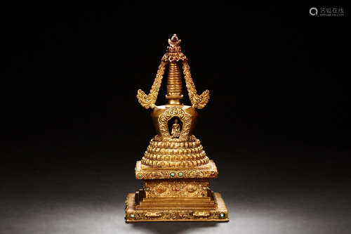 GILT BRONZE CAST PAGODA