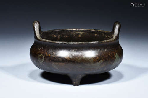 BRONZE TRIPOD CENSER WITH HANDLES