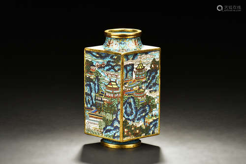 CLOISONNE ENAMELED 'LANDSCAPE' VASE