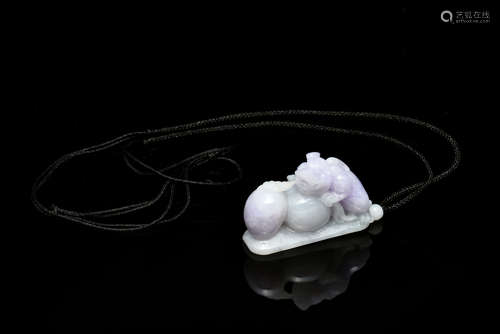 JADEITE CARVED 'MYTHICAL BEAST' PENDANT WITH GIA CERTIFICATE