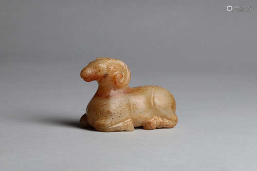 JADE CARVED RAM FIGURE