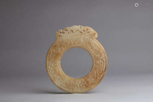 JADE CARVED 'CHILONG' DISC