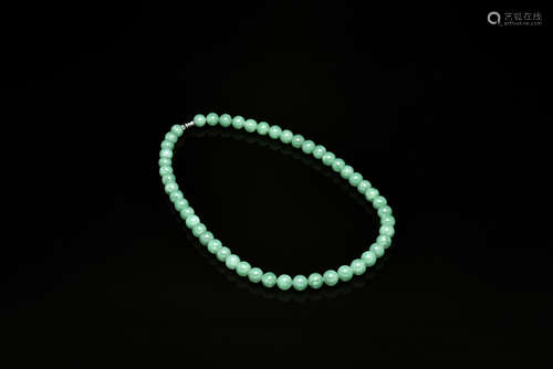 JADEITE BEAD NECKLACE WITH GIA CERTIFICATE