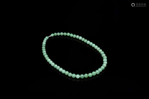 JADEITE BEAD NECKLACE WITH GIA CERTIFICATE