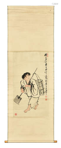 QI BAISHI: INK AND COLOR ON PAPER PAINTING 'FARMER'