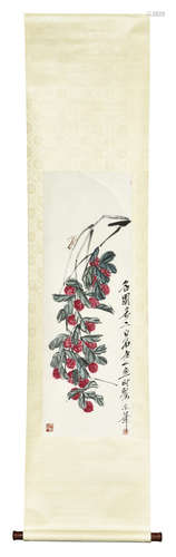 QI BAISHI: INK AND COLOR ON PAPER PAINTING 'LYCHEE'