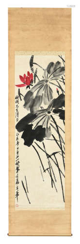QI BAISHI: INK AND COLOR ON PAPER PAINTING 'LOTUS FLOWERS'