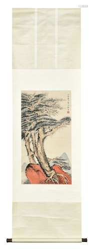 HE TIANJIAN: INK AND COLOR ON PAPER PAINTING 'PINE TREE'