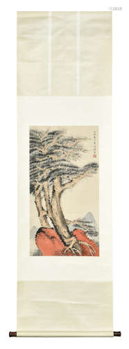 HE TIANJIAN: INK AND COLOR ON PAPER PAINTING 'PINE TREE'