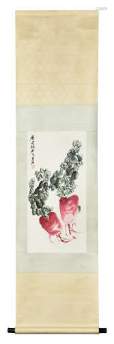 QI BAISHI: INK AND COLOR ON PAPER PAINTING 'RADISH'