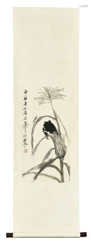 QI BAISHI: INK AND COLOR ON PAPER PAINTING 'CORN'