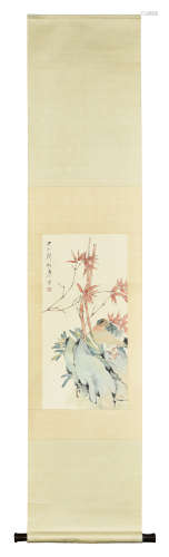 TANG YUN: INK AND COLOR ON PAPER PAINTING 'AUTUMN SCENERY'