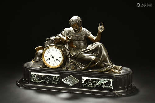 WESTERN BRONZE CAST 'WARRIOR' CLOCK