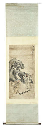 HUANG SHEN: INK AND COLOR ON PAPER PAINTING 'GUQIN'