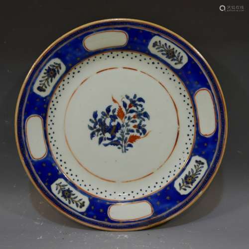 RARE ISLAMIC MARKET CHINESE EXPORT PORCELAIN PLATE - 18TH CENTURY