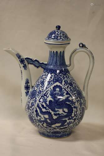 An Exquisite Blue and White Dragon Teapot