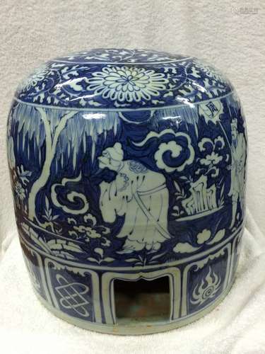 A Blue and White Porcelain Stool