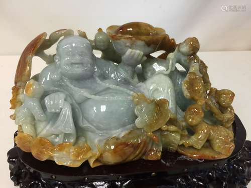 An Extremely Rare and Magnificent Happy Buddha Jade