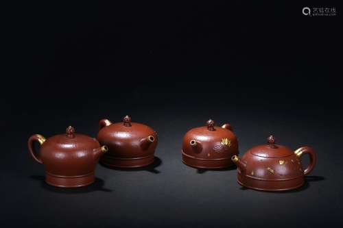 Zhou Guizhen: set of four zisha teapots