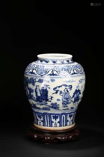 A very rare and large underglaze blue and white jar