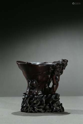 An agarwood 'plums' libation cup