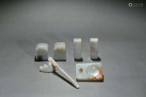 A set of white jade scholar's objects