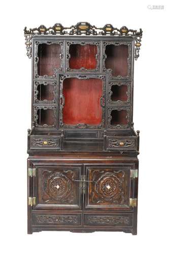 A Rosewood altar cabinet for Buddha statues