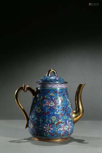 A Zisha gilt and enamel 'foliate' teapot