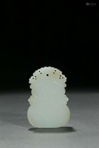 A white jade double gourd plaque