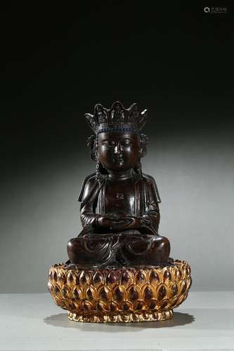 An agarwood carved figure of Bodhisattva